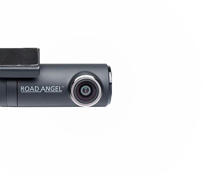 Dash cam with Road Angel logo
